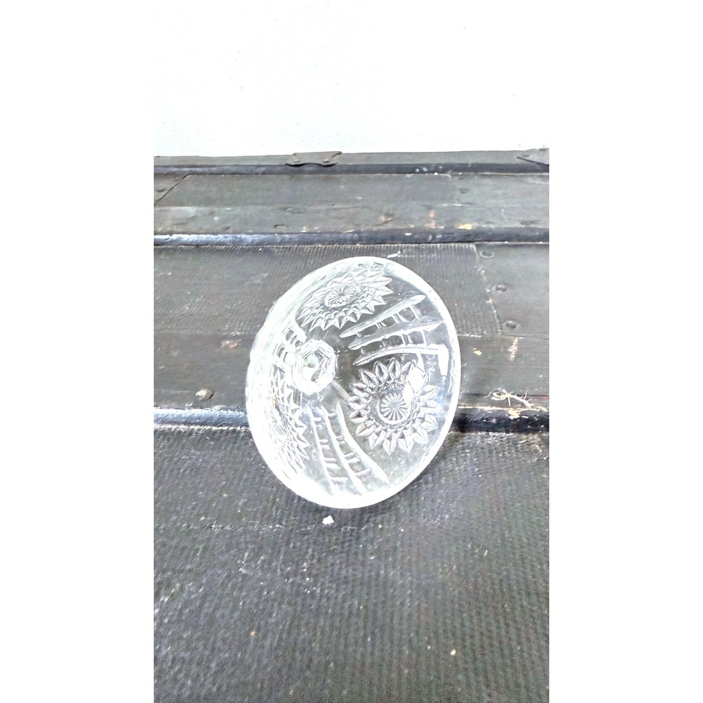 Vintage Clear Pressed Glass Replacement Lid Starburst Pattern 2.75" - Picture 2 of 6